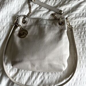 Michael Kors Cream Leather Shoulder Bag with Cross Body Strap